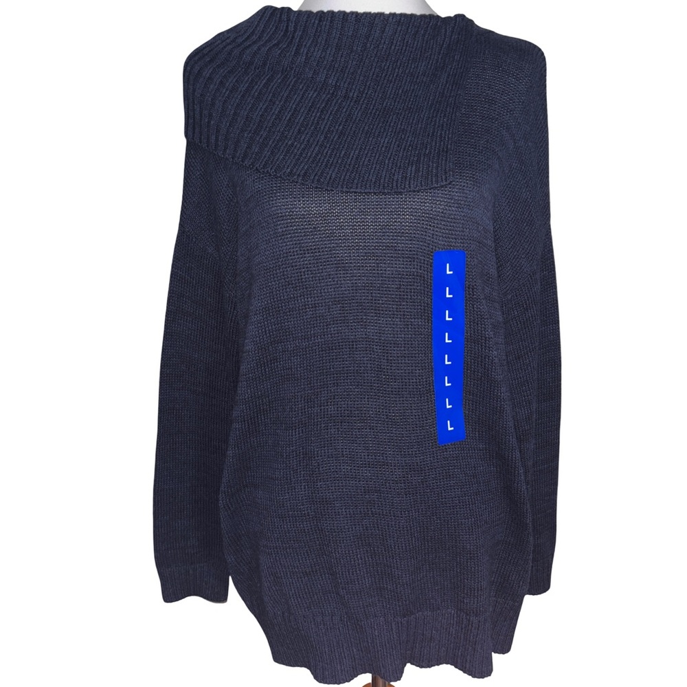 Matty M Cowl Neck Dark Blue Sweater